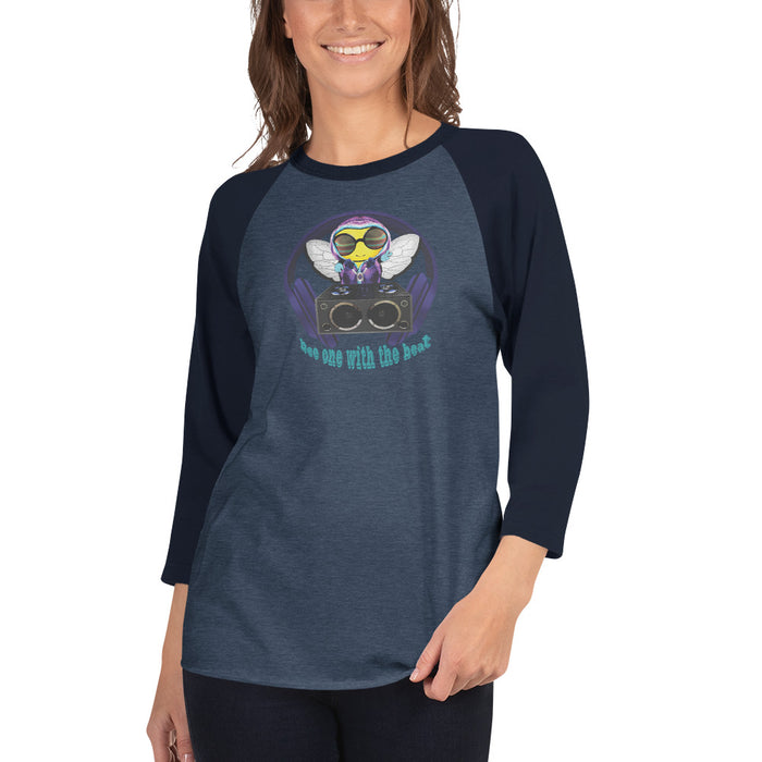 Cool & Cute BLUE BEE 1 WITH THE BEAT.3/4 sleeve raglan shirt