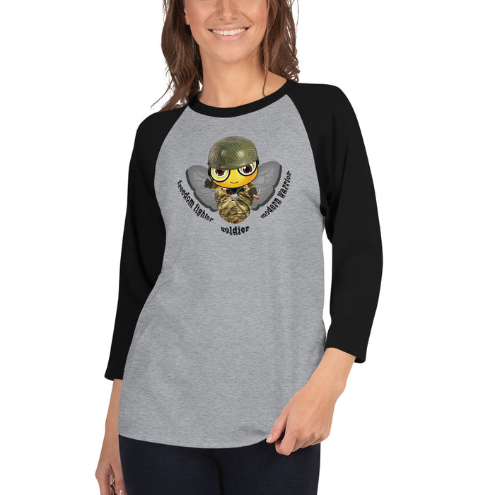 Cute SOLDIER / MILITARY BEE 3/4 sleeve raglan shirt