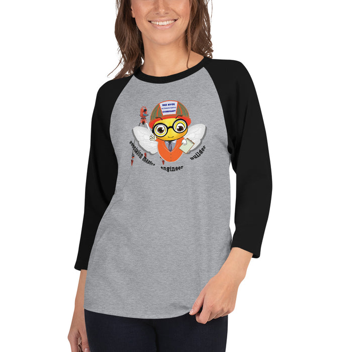 Cute FIREFIGHTER BEE 3/4 sleeve raglan shirt