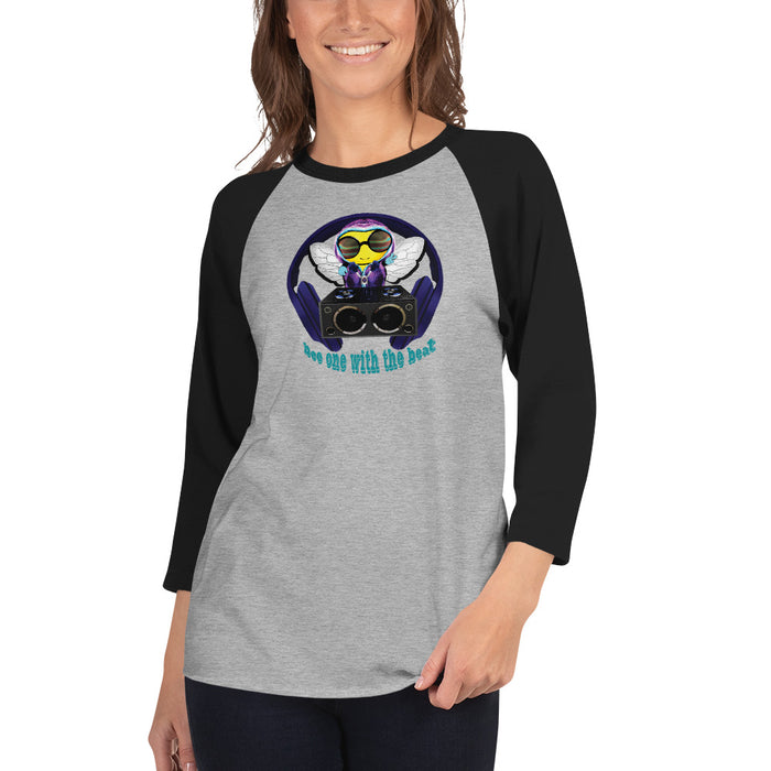 Cool & Cute BLUE BEE 1 WITH THE BEAT.3/4 sleeve raglan shirt