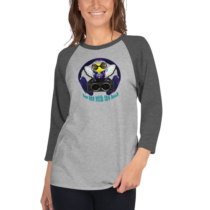 Cool & Cute BLUE BEE 1 WITH THE BEAT.3/4 sleeve raglan shirt