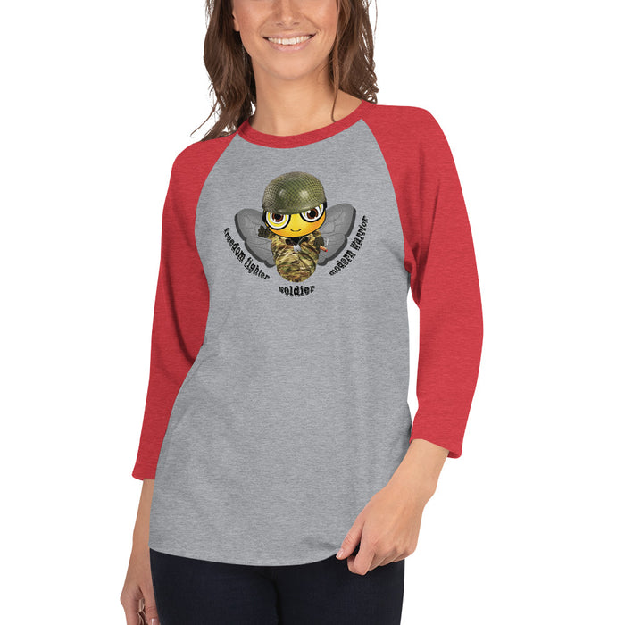 Cute SOLDIER / MILITARY BEE 3/4 sleeve raglan shirt