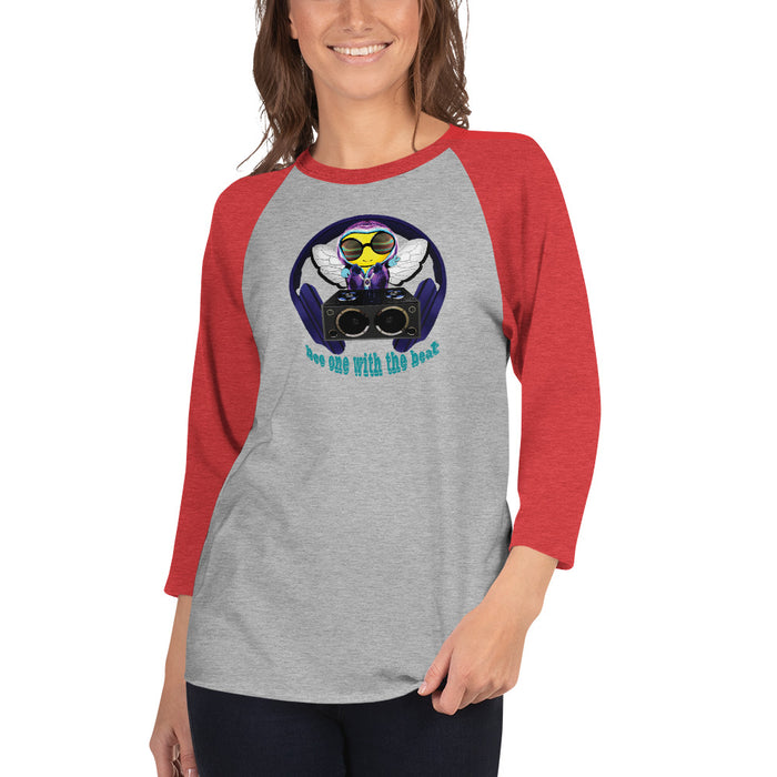 Cool & Cute BLUE BEE 1 WITH THE BEAT.3/4 sleeve raglan shirt