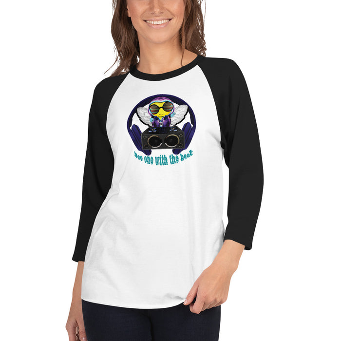 Cool & Cute BLUE BEE 1 WITH THE BEAT.3/4 sleeve raglan shirt