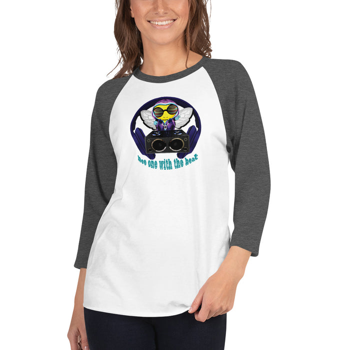 Cool & Cute BLUE BEE 1 WITH THE BEAT.3/4 sleeve raglan shirt