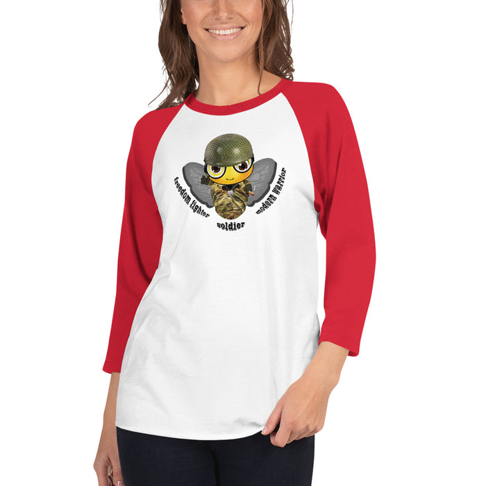 Cute SOLDIER / MILITARY BEE 3/4 sleeve raglan shirt