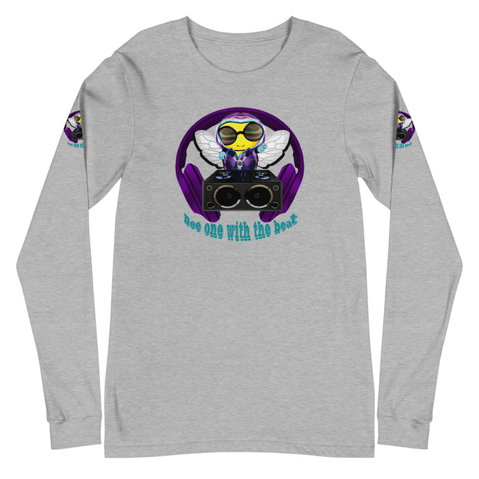 Cool & Cute PURPLE BEE 1 WITH THE BEAT Unisex Long Sleeve Tee