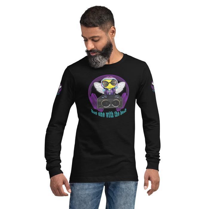 Cool & Cute PURPLE BEE 1 WITH THE BEAT Unisex Long Sleeve Tee