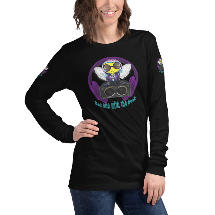 Cool & Cute PURPLE BEE 1 WITH THE BEAT Unisex Long Sleeve Tee