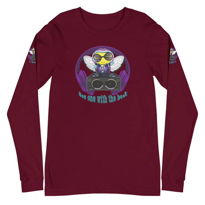 Cool & Cute PURPLE BEE 1 WITH THE BEAT Unisex Long Sleeve Tee