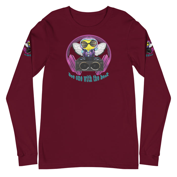 Cool & Cute PINK BEE 1 WITH THE BEAT Unisex Long Sleeve Tee