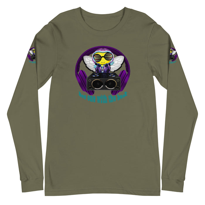 Cool & Cute PURPLE BEE 1 WITH THE BEAT Unisex Long Sleeve Tee