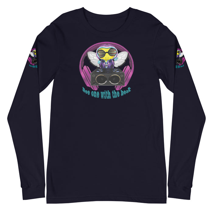 Cool & Cute PINK BEE 1 WITH THE BEAT Unisex Long Sleeve Tee