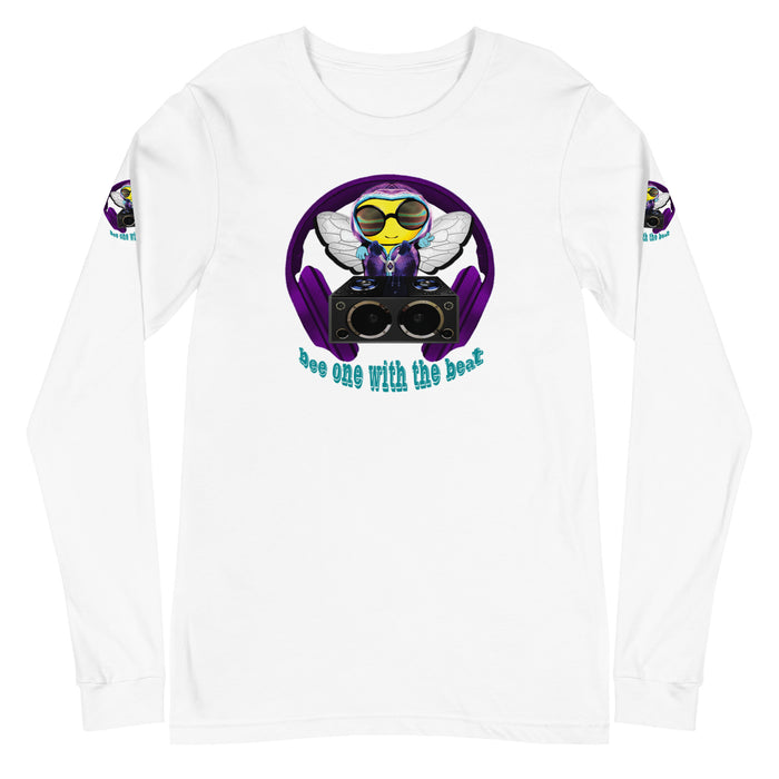 Cool & Cute PURPLE BEE 1 WITH THE BEAT Unisex Long Sleeve Tee