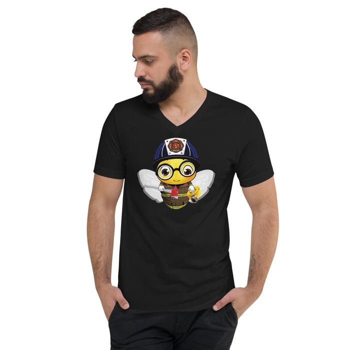 Cute FIREFIGHTER BEE Unisex Short Sleeve V-Neck T-Shirt