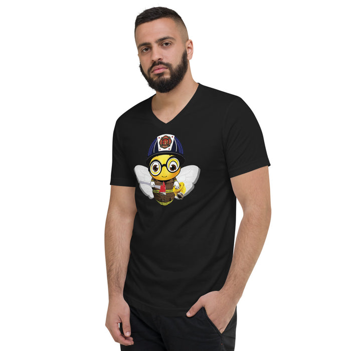 Cute FIREFIGHTER BEE Unisex Short Sleeve V-Neck T-Shirt