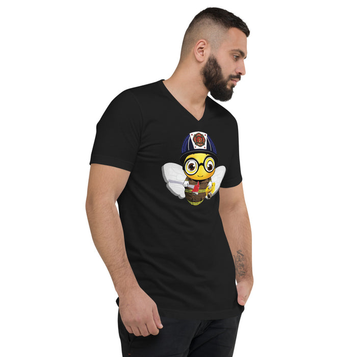 Cute FIREFIGHTER BEE Unisex Short Sleeve V-Neck T-Shirt