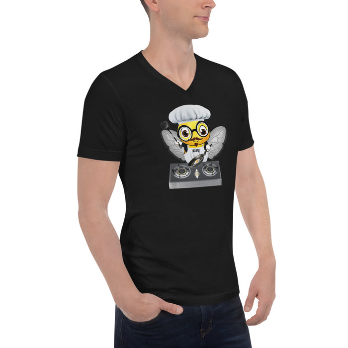 Cute CHEF BEE Unisex Short Sleeve V-Neck T-Shirt