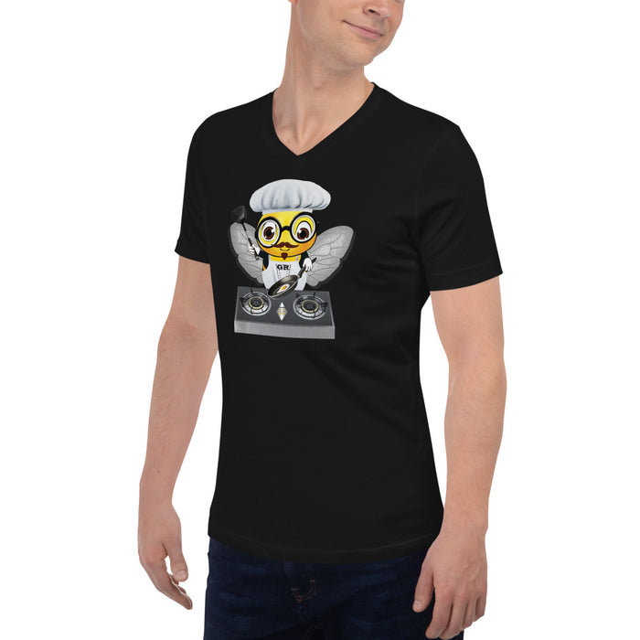 Cute CHEF BEE Unisex Short Sleeve V-Neck T-Shirt