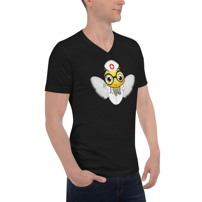 Cute NURSE BEE Unisex Short Sleeve V-Neck T-Shirt