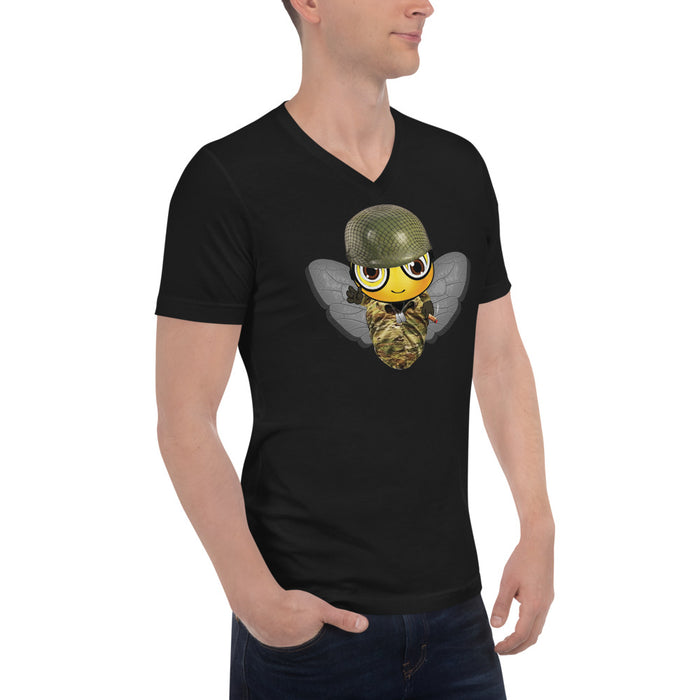 SOLDIER BEE Unisex Short Sleeve V-Neck T-Shirt