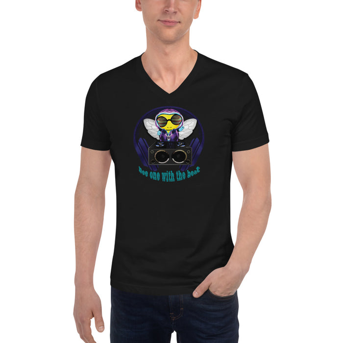 Cool & Cute BLUE BEE 1 WITH THE BEAT Unisex Short Sleeve V-Neck T-Shirt