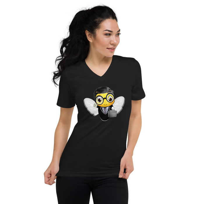 Cute LAWYER / ATTORNEY BEE Unisex Short Sleeve V-Neck T-Shirt