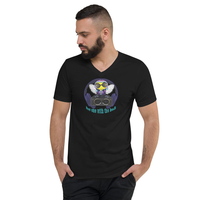 Cool & Cute BLUE BEE 1 WITH THE BEAT Unisex Short Sleeve V-Neck T-Shirt