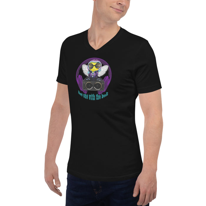 Cool & Cute BEE 1 WITH THE BEAT PURPLE Unisex Short Sleeve V-Neck T-Shirt