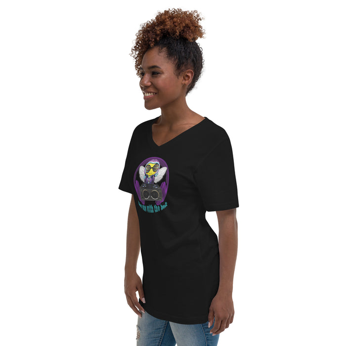 Cool & Cute BEE 1 WITH THE BEAT PURPLE Unisex Short Sleeve V-Neck T-Shirt