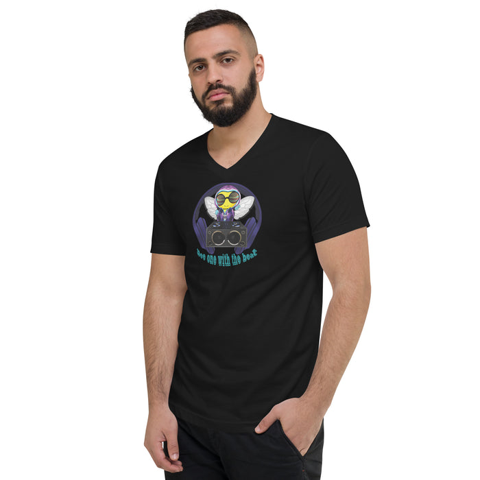 Cool & Cute BLUE BEE 1 WITH THE BEAT Unisex Short Sleeve V-Neck T-Shirt