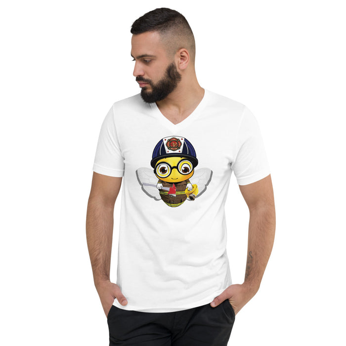 Cute FIREFIGHTER BEE Unisex Short Sleeve V-Neck T-Shirt