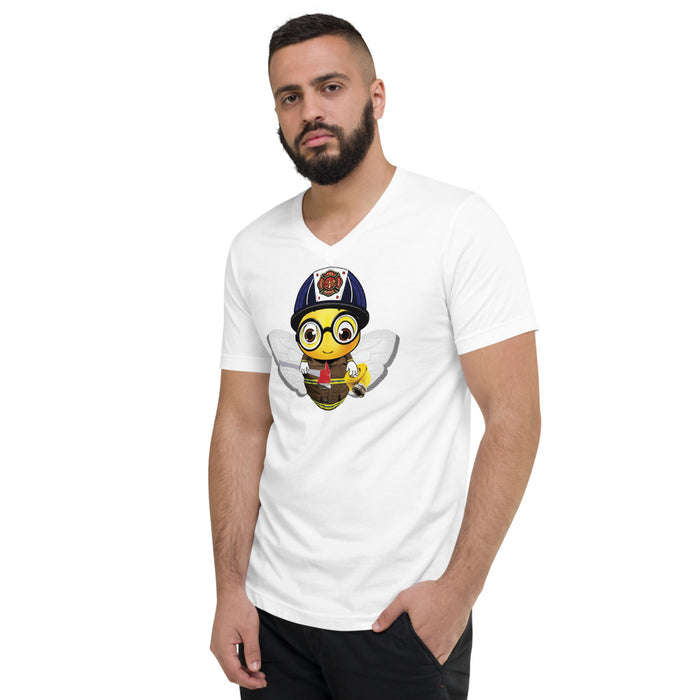 Cute FIREFIGHTER BEE Unisex Short Sleeve V-Neck T-Shirt