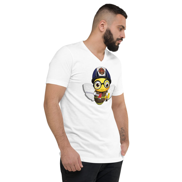 Cute FIREFIGHTER BEE Unisex Short Sleeve V-Neck T-Shirt