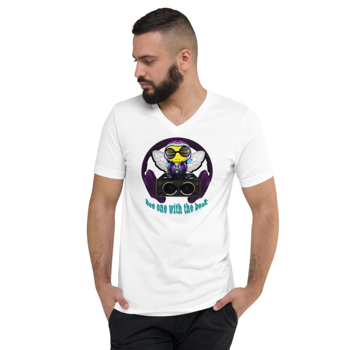 Cool & Cute BEE 1 WITH THE BEAT PURPLE Unisex Short Sleeve V-Neck T-Shirt