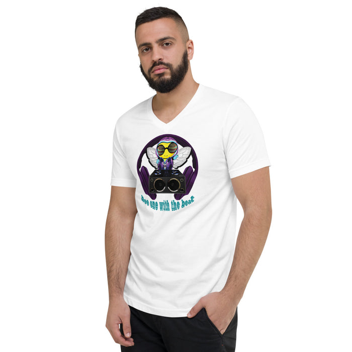 Cool & Cute BEE 1 WITH THE BEAT PURPLE Unisex Short Sleeve V-Neck T-Shirt