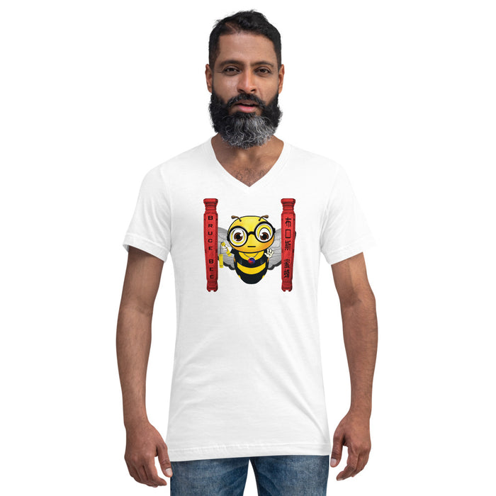 Cute BRUCE BEE Unisex Short Sleeve V-Neck T-Shirt