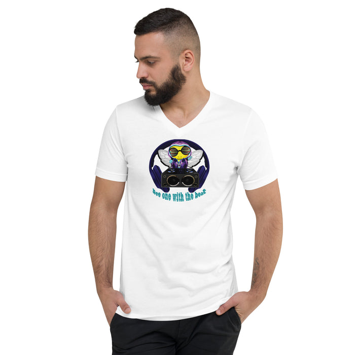 Cool & Cute BLUE BEE 1 WITH THE BEAT Unisex Short Sleeve V-Neck T-Shirt