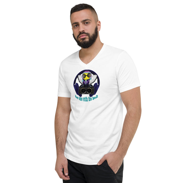 Cool & Cute BLUE BEE 1 WITH THE BEAT Unisex Short Sleeve V-Neck T-Shirt