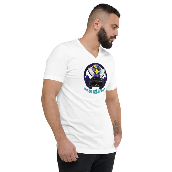 Cool & Cute BLUE BEE 1 WITH THE BEAT Unisex Short Sleeve V-Neck T-Shirt