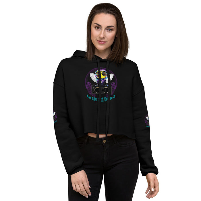 Cool & Cute PURPLE BEE 1 WITH THE BEAT Crop Hoodie