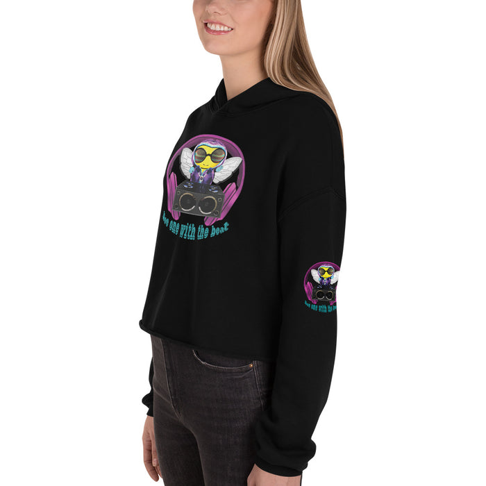 Cool & Cute PINK BEE 1 WITH THE BEAT Crop Hoodie