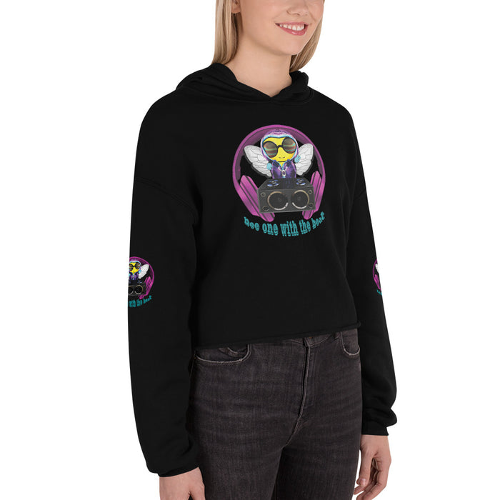 Cool & Cute PINK BEE 1 WITH THE BEAT Crop Hoodie