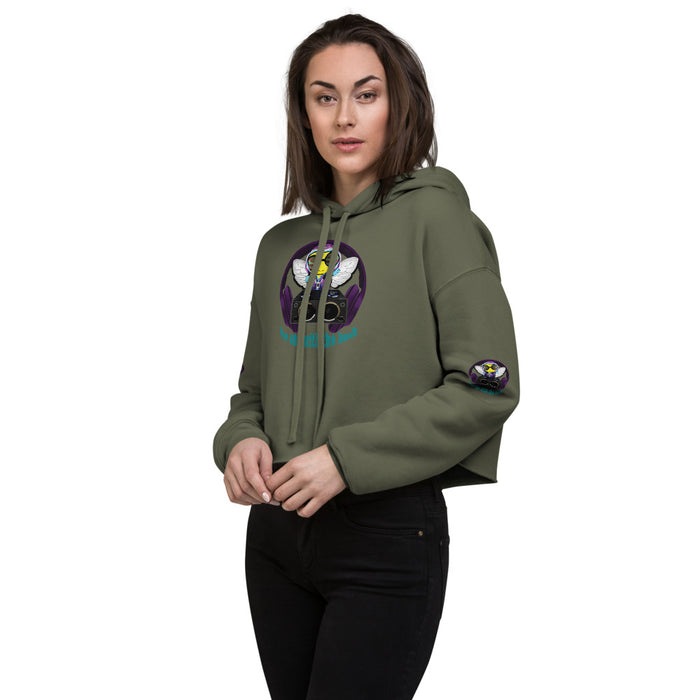 Cool & Cute PURPLE BEE 1 WITH THE BEAT Crop Hoodie