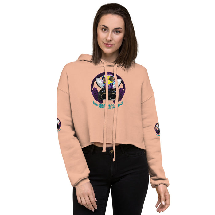 Cool & Cute PURPLE BEE 1 WITH THE BEAT Crop Hoodie