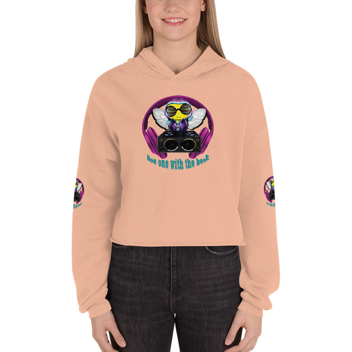 Cool & Cute PINK BEE 1 WITH THE BEAT Crop Hoodie