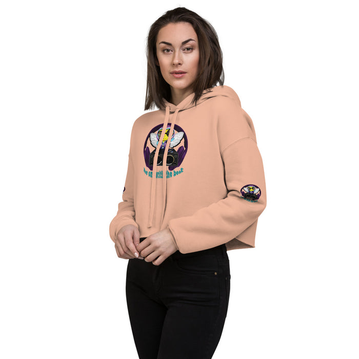 Cool & Cute PURPLE BEE 1 WITH THE BEAT Crop Hoodie