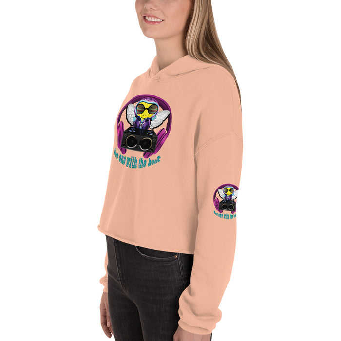 Cool & Cute PINK BEE 1 WITH THE BEAT Crop Hoodie