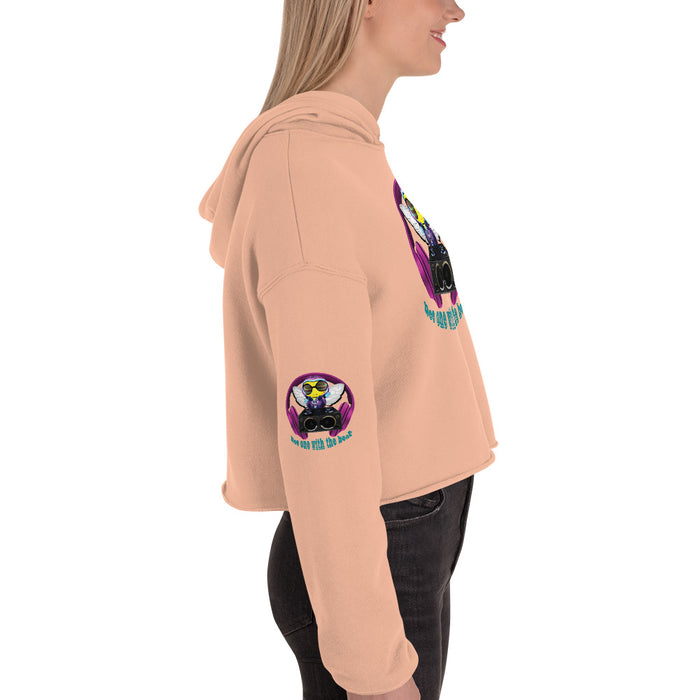 Cool & Cute PINK BEE 1 WITH THE BEAT Crop Hoodie