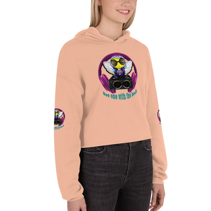 Cool & Cute PINK BEE 1 WITH THE BEAT Crop Hoodie